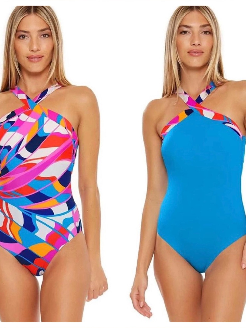 Trina Turk Women’s Rio Reversible 2-1 Colorful Halter One Piece Swimsuit | 14